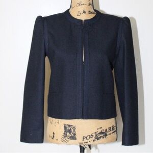 Vintage Jonathan Logan Black Wool Blend Cropped Braided Bolero Jacket Women’s S